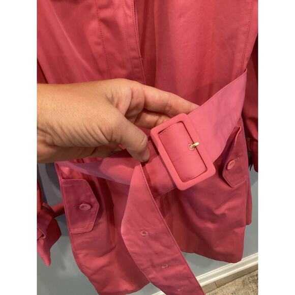 Talbots Womens Trench Coat Plus Size 16 Pink Classic Old Money Preppy Work Belt - Picture 8 of 13